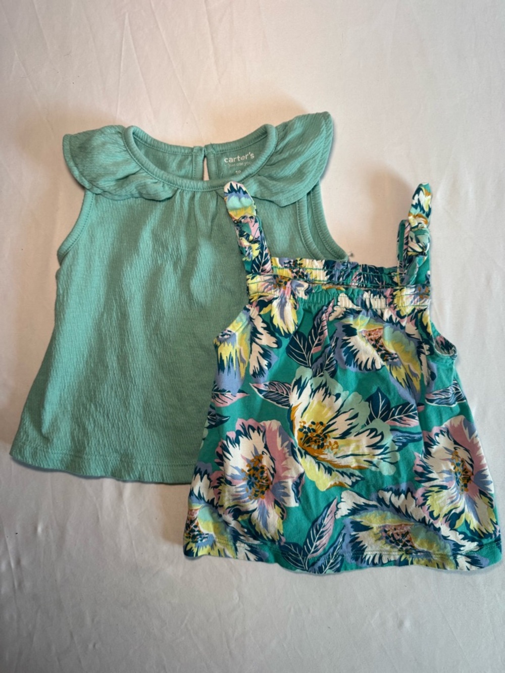 Carter's Mint Green Top & Floral Tank Set
